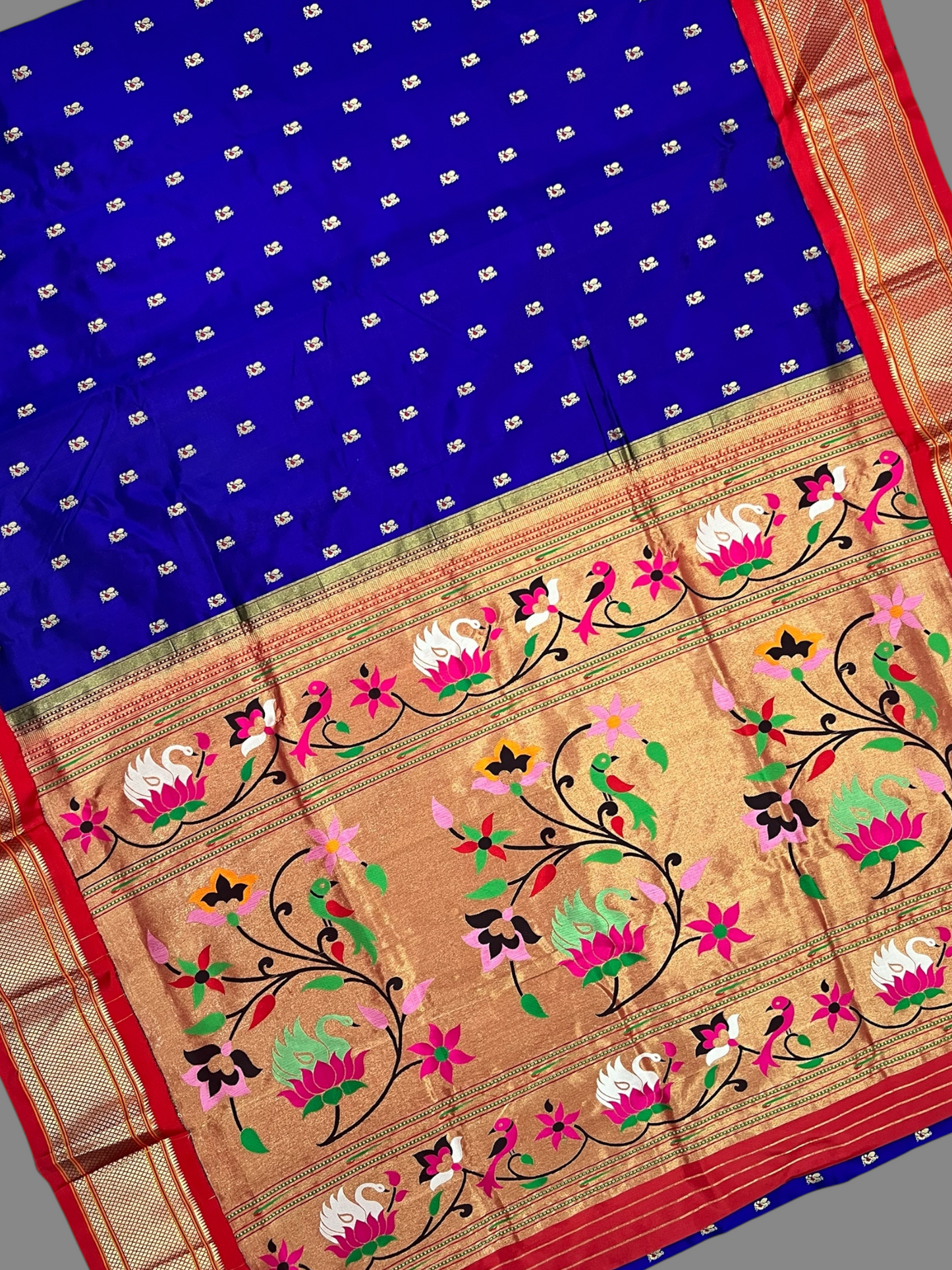 Paithani Border Navy Blue Pure Silk Saree