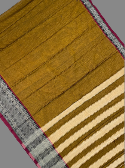 Narayanpet Golden Brown Cotton sarees CS75
