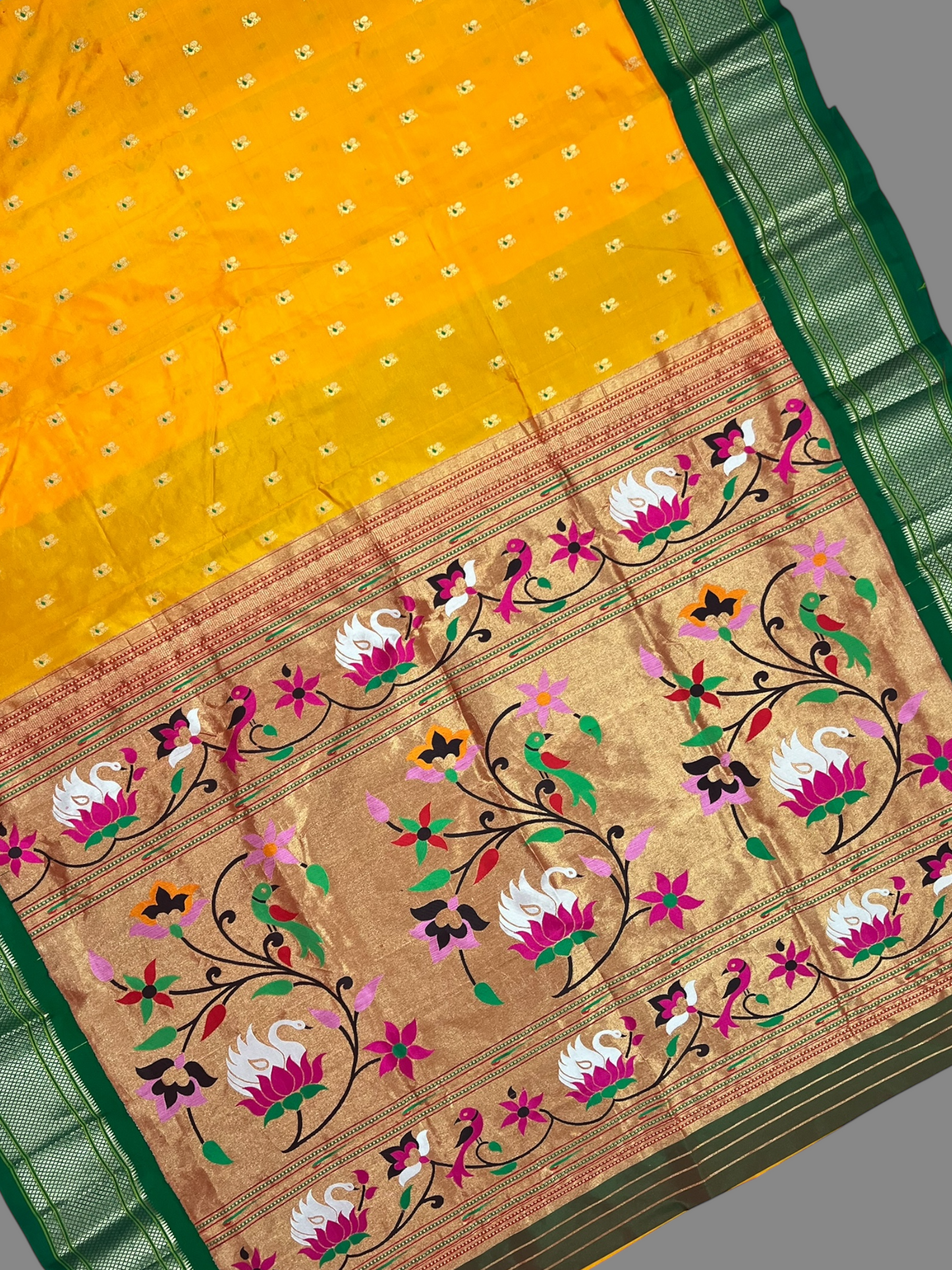 Paithani Border Light Orange Pure Silk Saree
