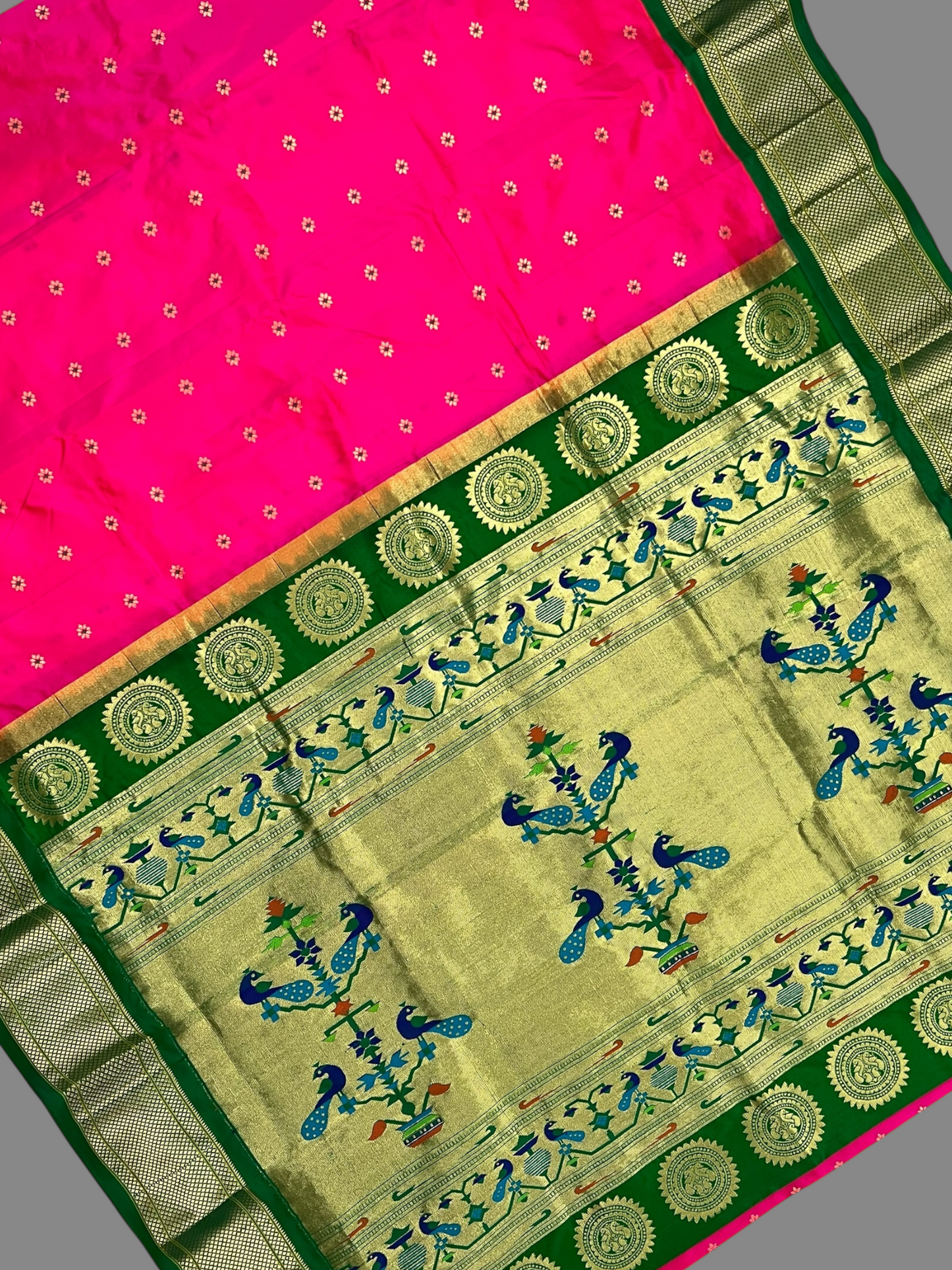 Pure Paithani Dark Pink Silk Saree