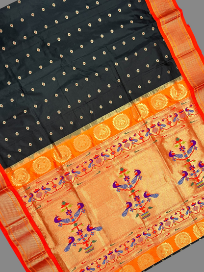 Pure Paithani Black Silk Saree
