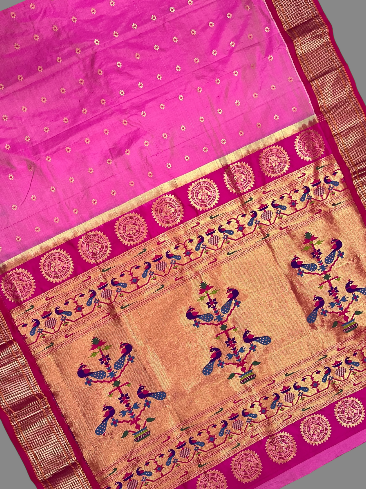 Paithani Border Light Pink Pure Silk Saree