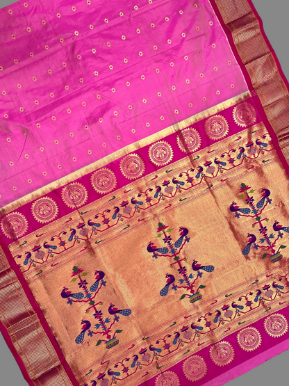 Paithani Border Light Pink Pure Silk Saree