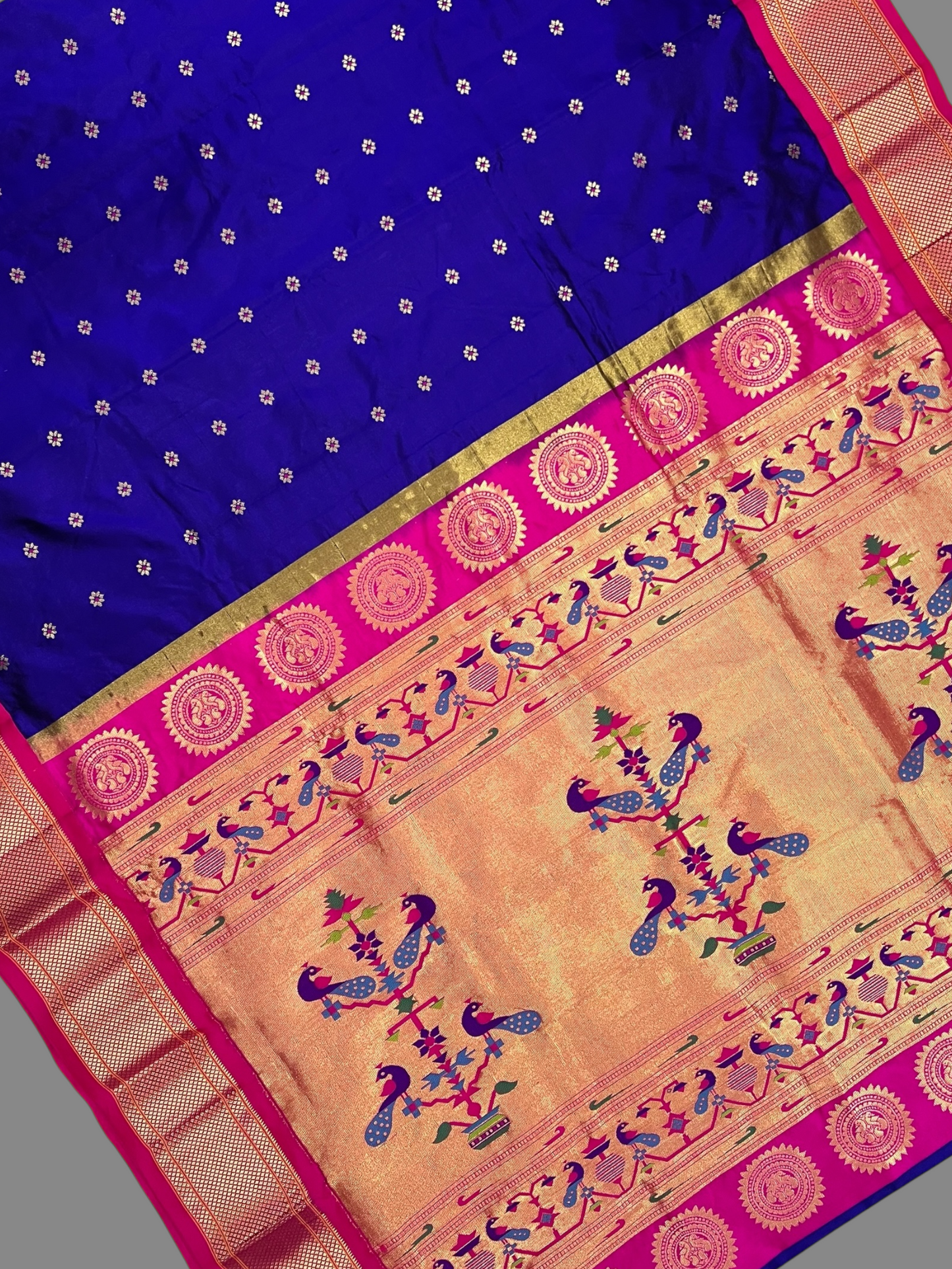 Pure Paithani Border Royal Blue Silk Saree