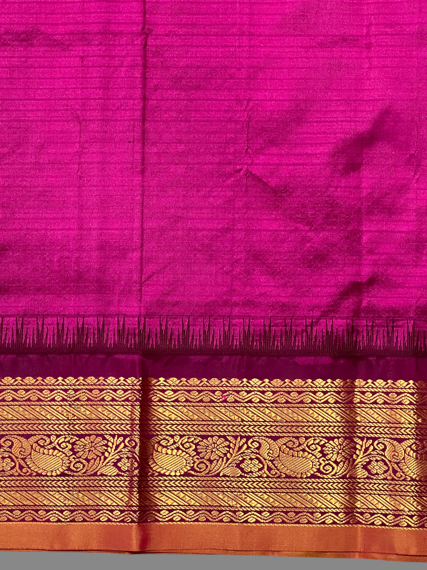 Gadwal Small Checks Butta Rama Green Pure Silk Sarees