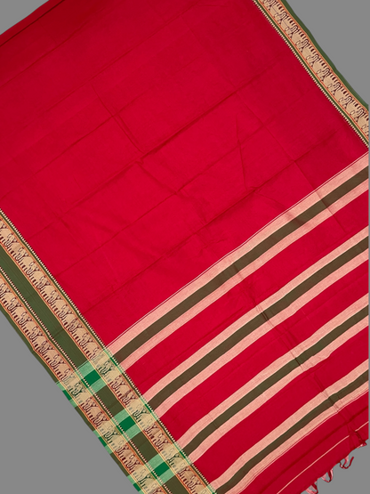 Narayanpet Red Cotton Sarees CS15