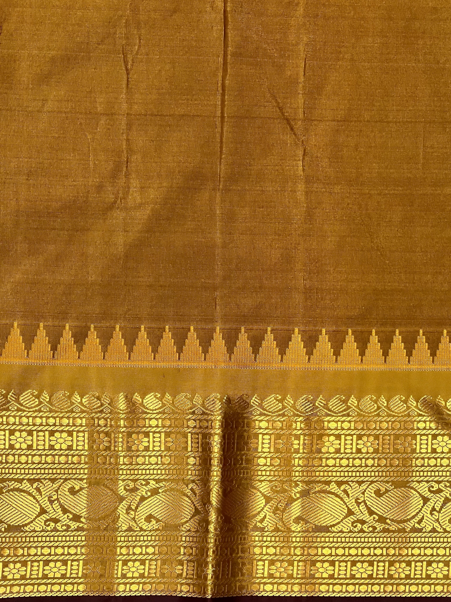 Bridal Big Checks Butta Brown Pure Silk Sarees