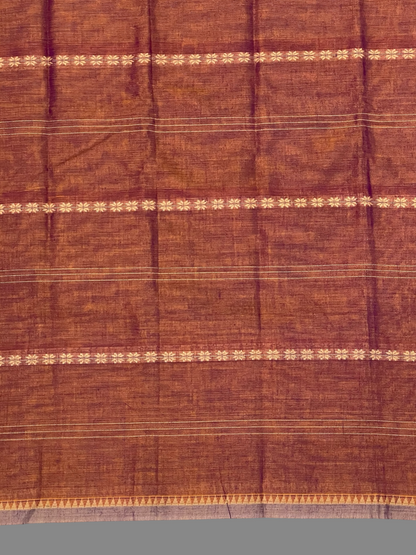 Narayanpet Plum Copper Cotton saree CS69