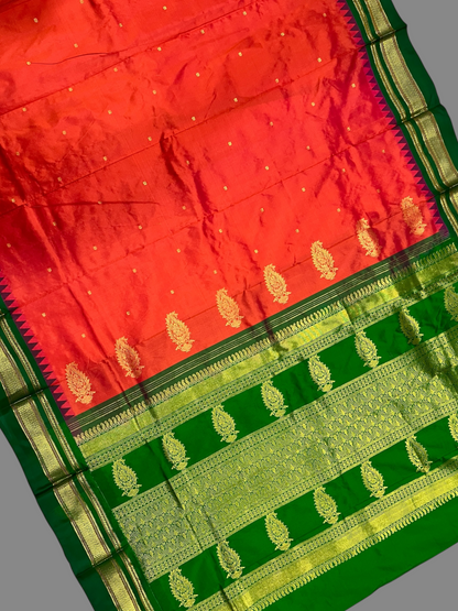 Peshwai Border Red Pure Silk Saree