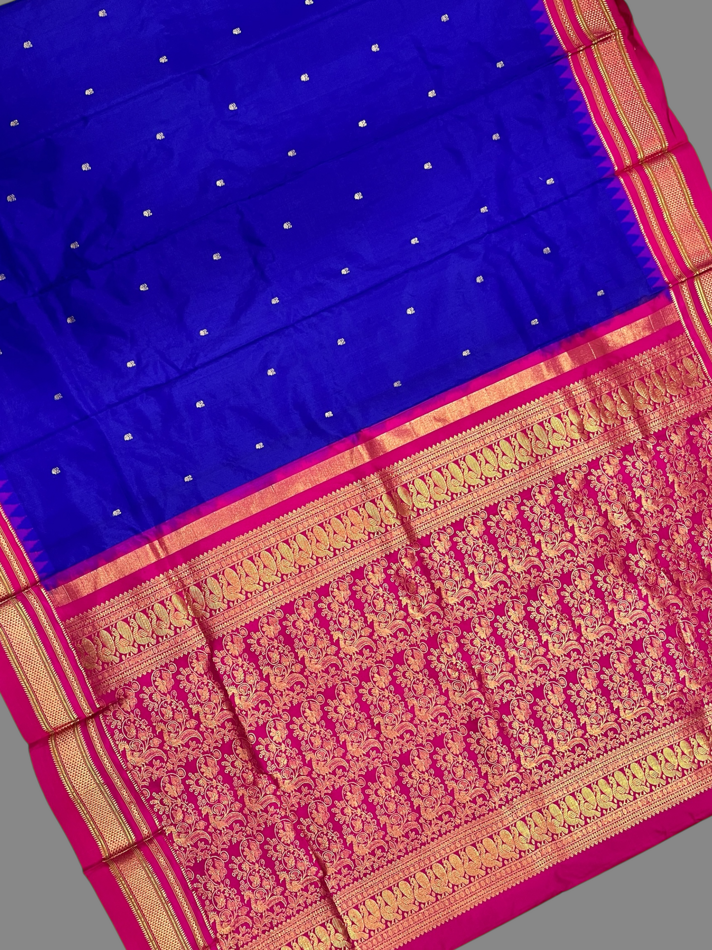 Peshwai Border  Navy Blue  Pure Silk Saree
