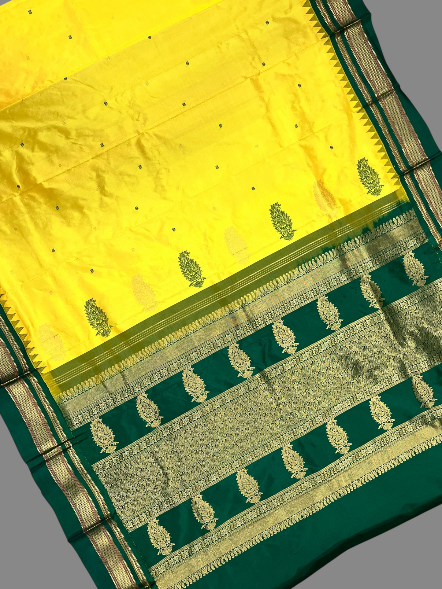 Peshwai Border Yellow Pure Silk Saree