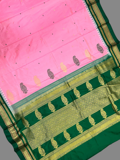 Peshwai Border Light Pink Pure Silk Saree