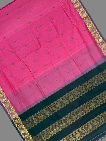 Mahalaxmi Border Hot Pink Soft Silk Saree