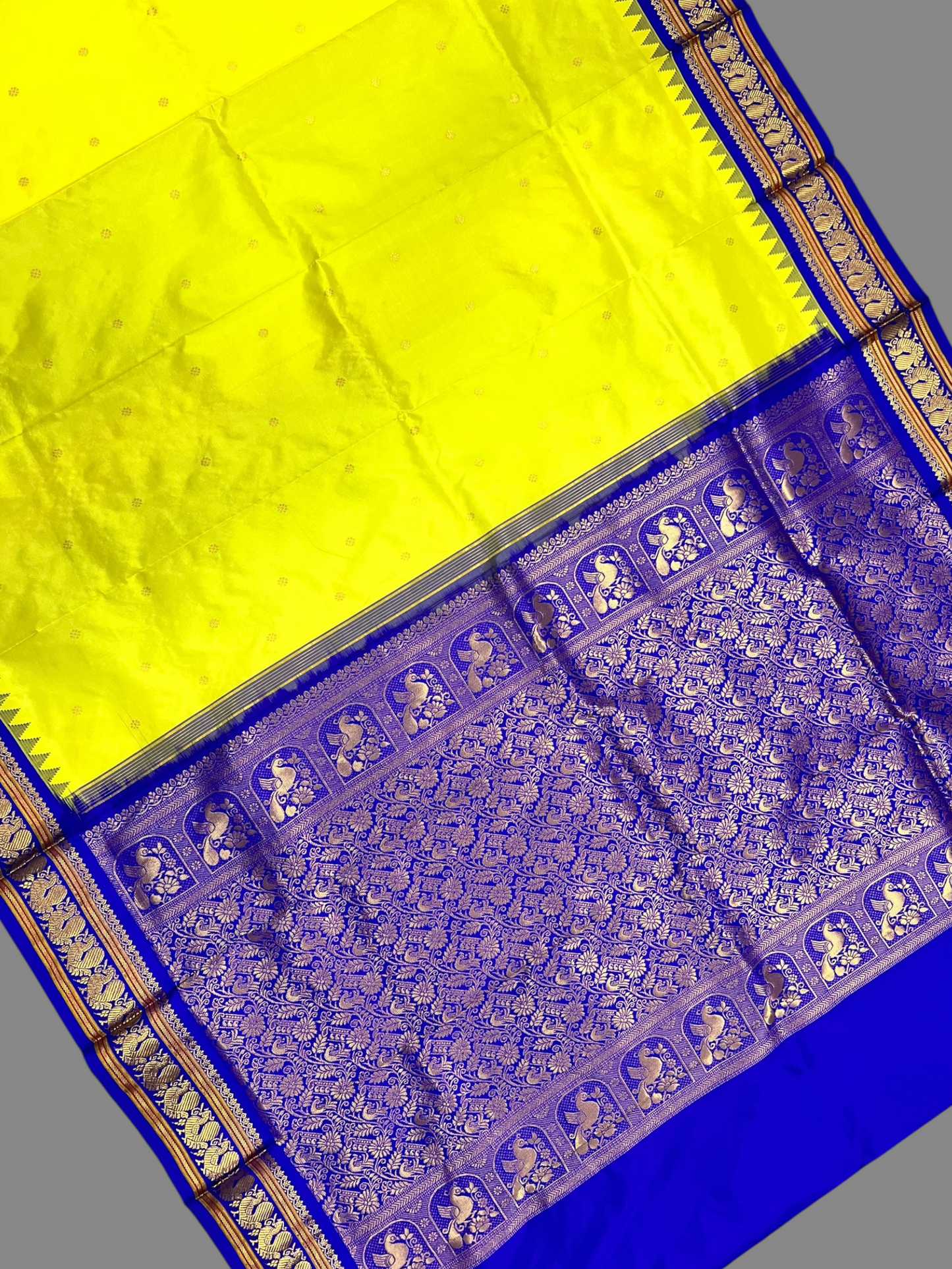 Humsa Border Lemon Yellow Pure Silk Saree
