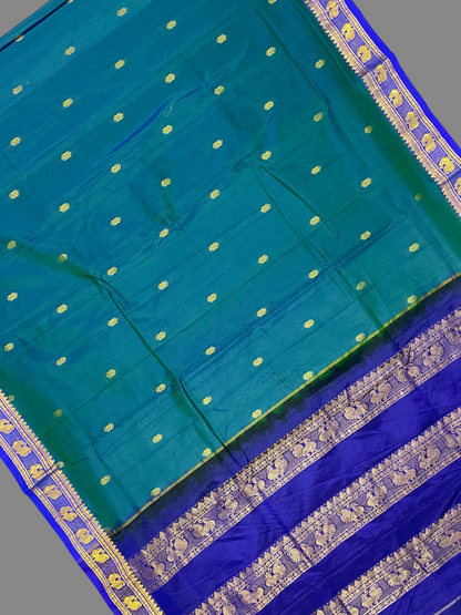 Mahalaxmi Border Rama Green Soft Silk Saree