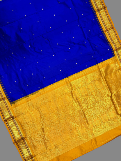 Humsa Border Navy Blue Pure Silk Saree