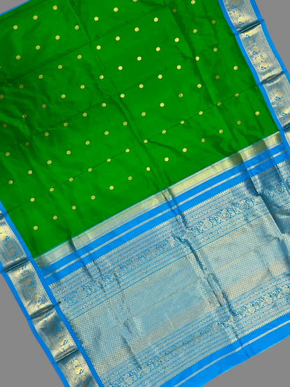 Neelambari Border Green Pure Silk Saree