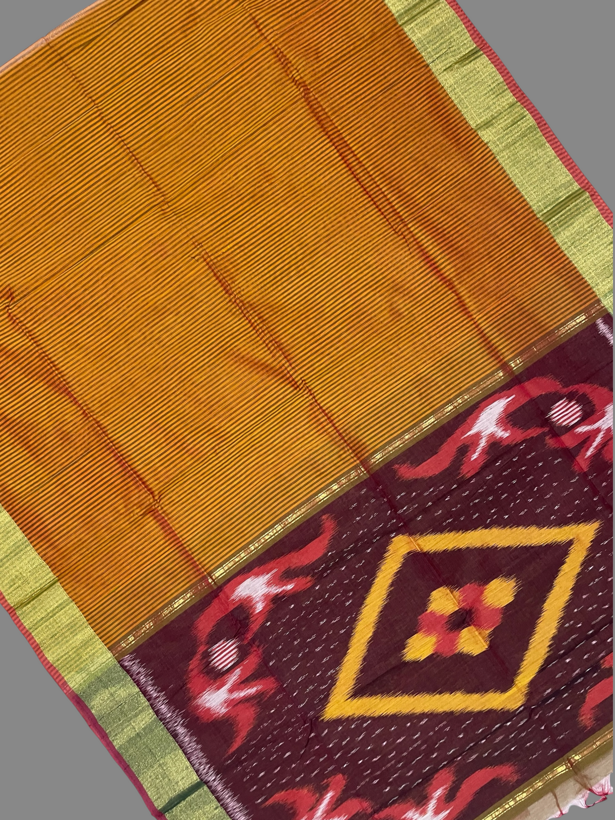 Narayanpet Zari Tissue Orange Cotton Saree CS177