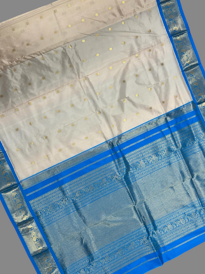 Neelambari Border Cream Pure Silk Saree