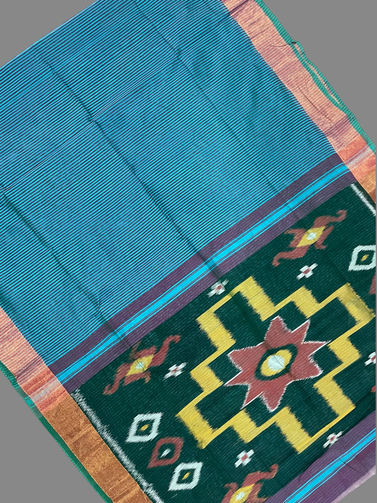 Narayanpet Zari Tissue Light Blue Cotton Saree  CS176