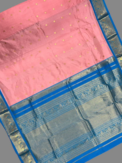 Neelambari Border Peach Pink Pure Silk Saree