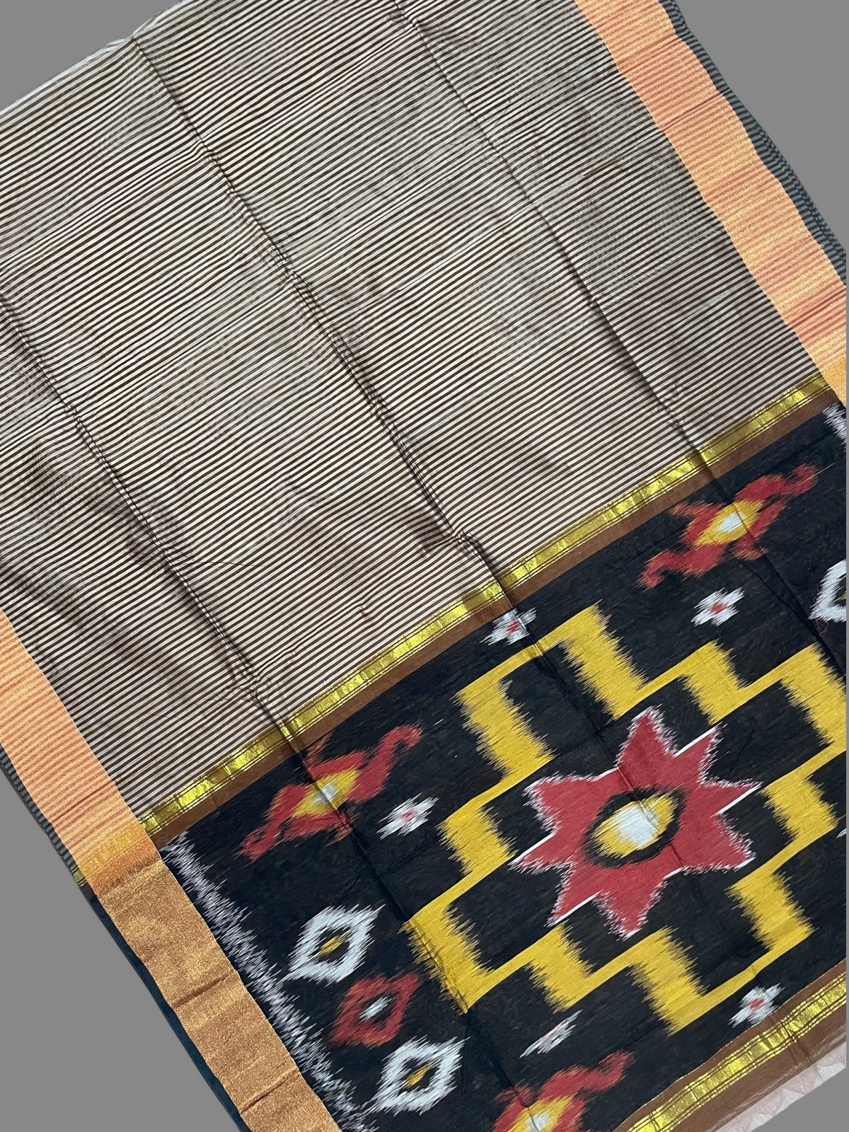 Narayanpet Zari Tissue Light Brown Cotton Sarees CS151