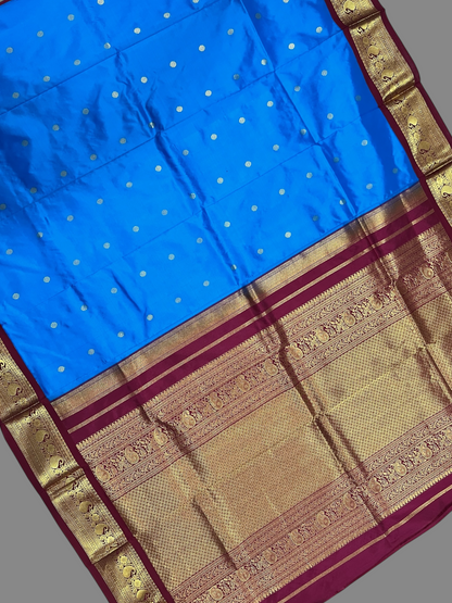 Neelambari Border Blue Pure Silk Saree