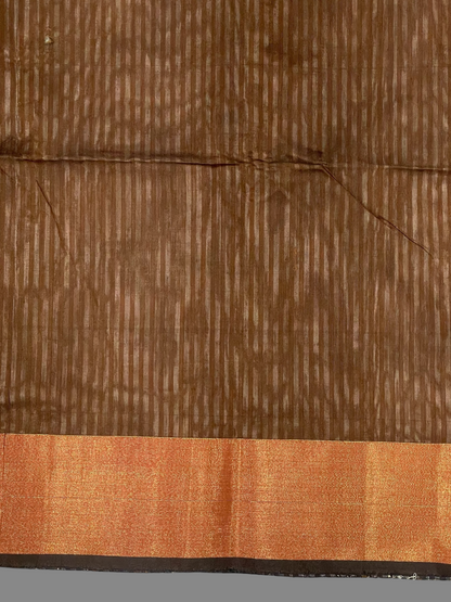 Narayanpet Zari Tissue Light Brown Cotton Sarees CS151