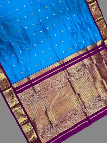 Neelambari Border Blue Pure Silk Saree
