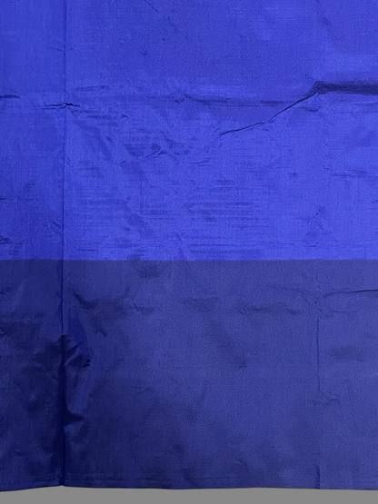 Big Temple Checks Navy Blue Half-Mix Sarees