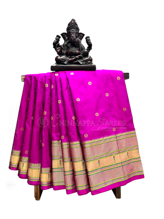 Border Muniya Magenta Pure Silk Saree