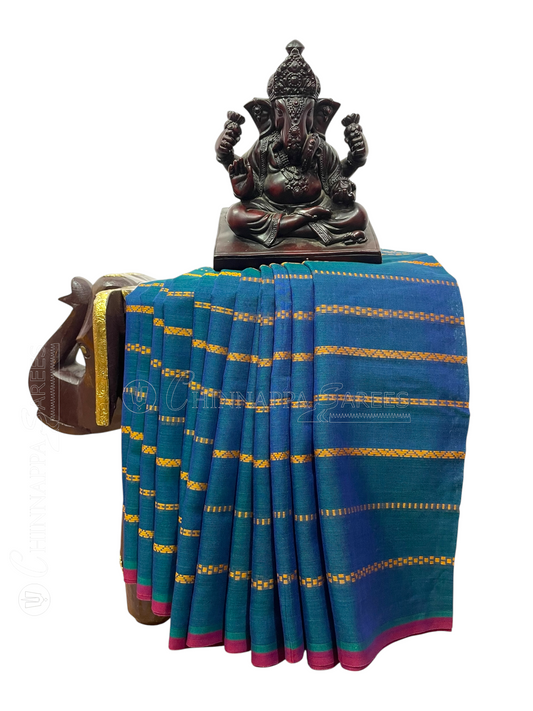 Narayanpet Ananda Blue Cotton Sarees CS69