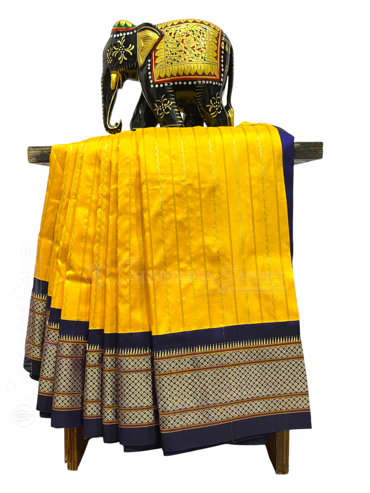 Paithani Stripes Golden Yellow Pure Silk Saree