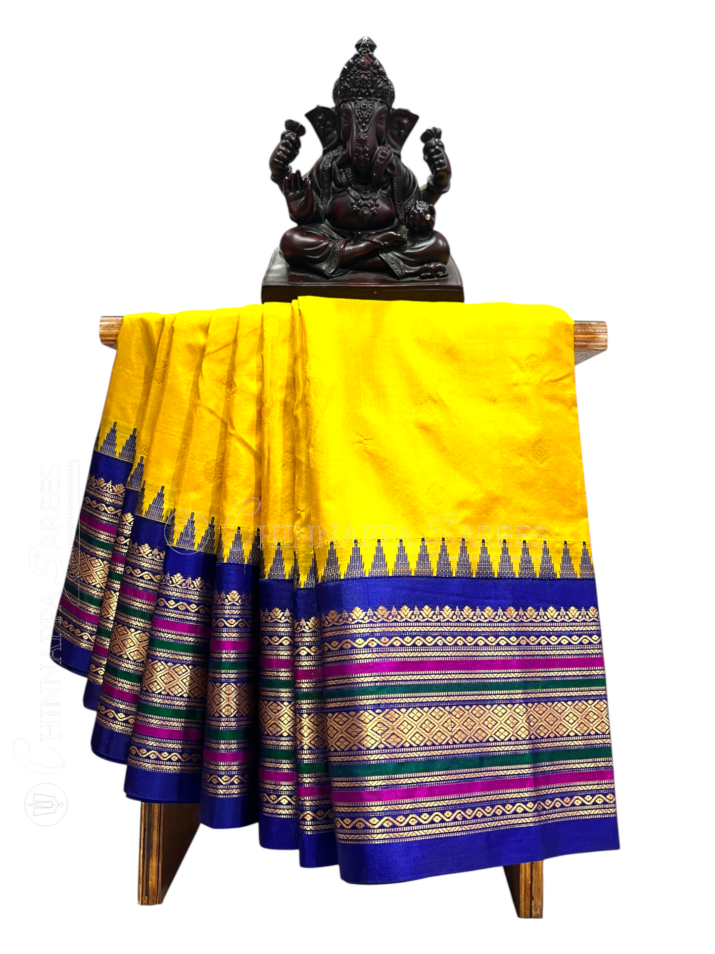 Varsha Border Yellow  Pure Silk Saree