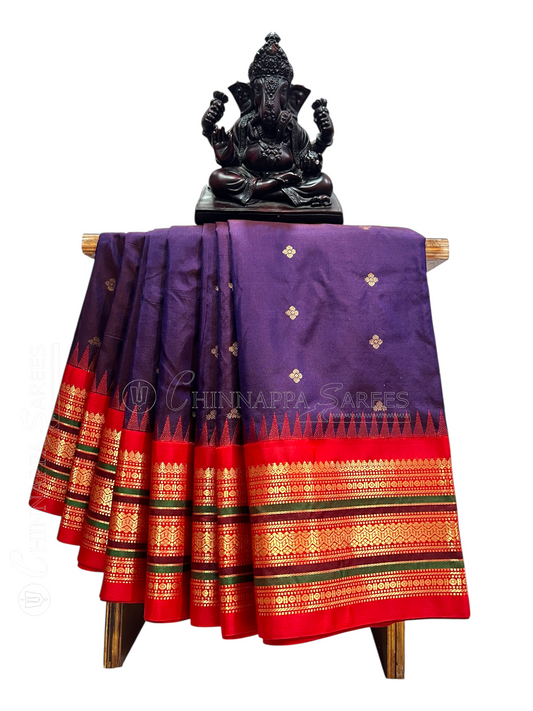 Varsha Border Dark Purple Pure Silk Saree