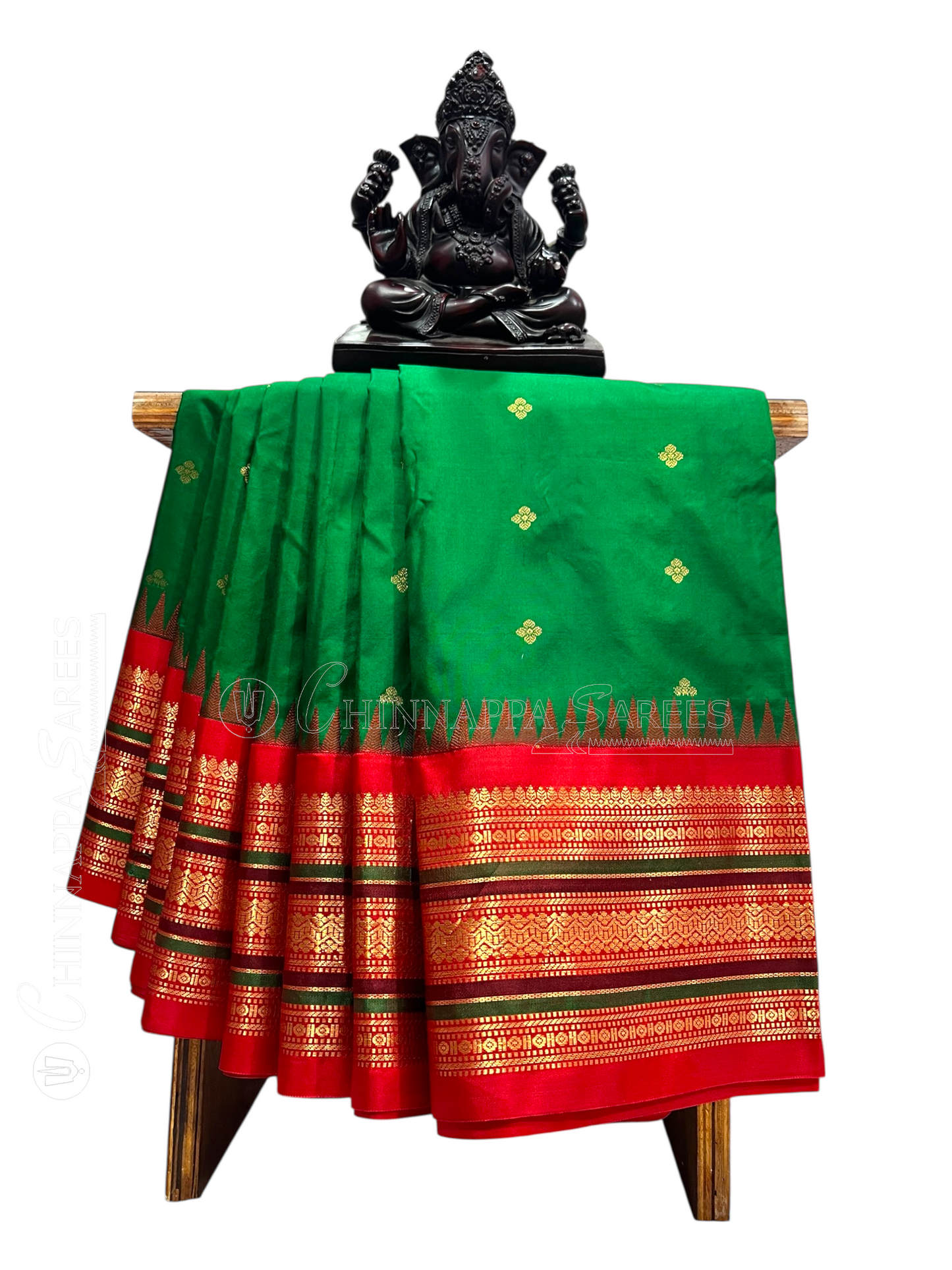 Varsha Border Green Pure Silk Saree
