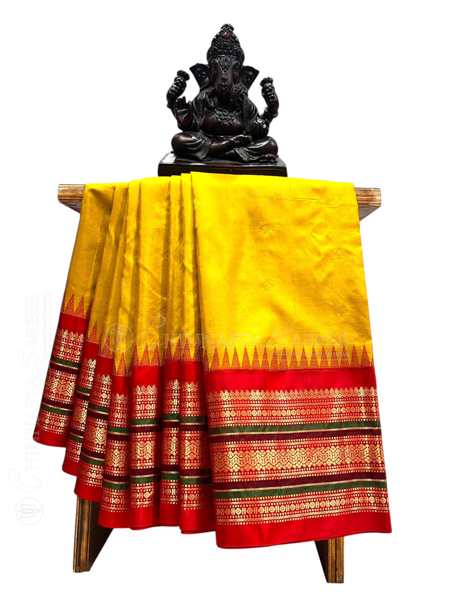 Varsha Border Bright Yellow Pure Silk Saree