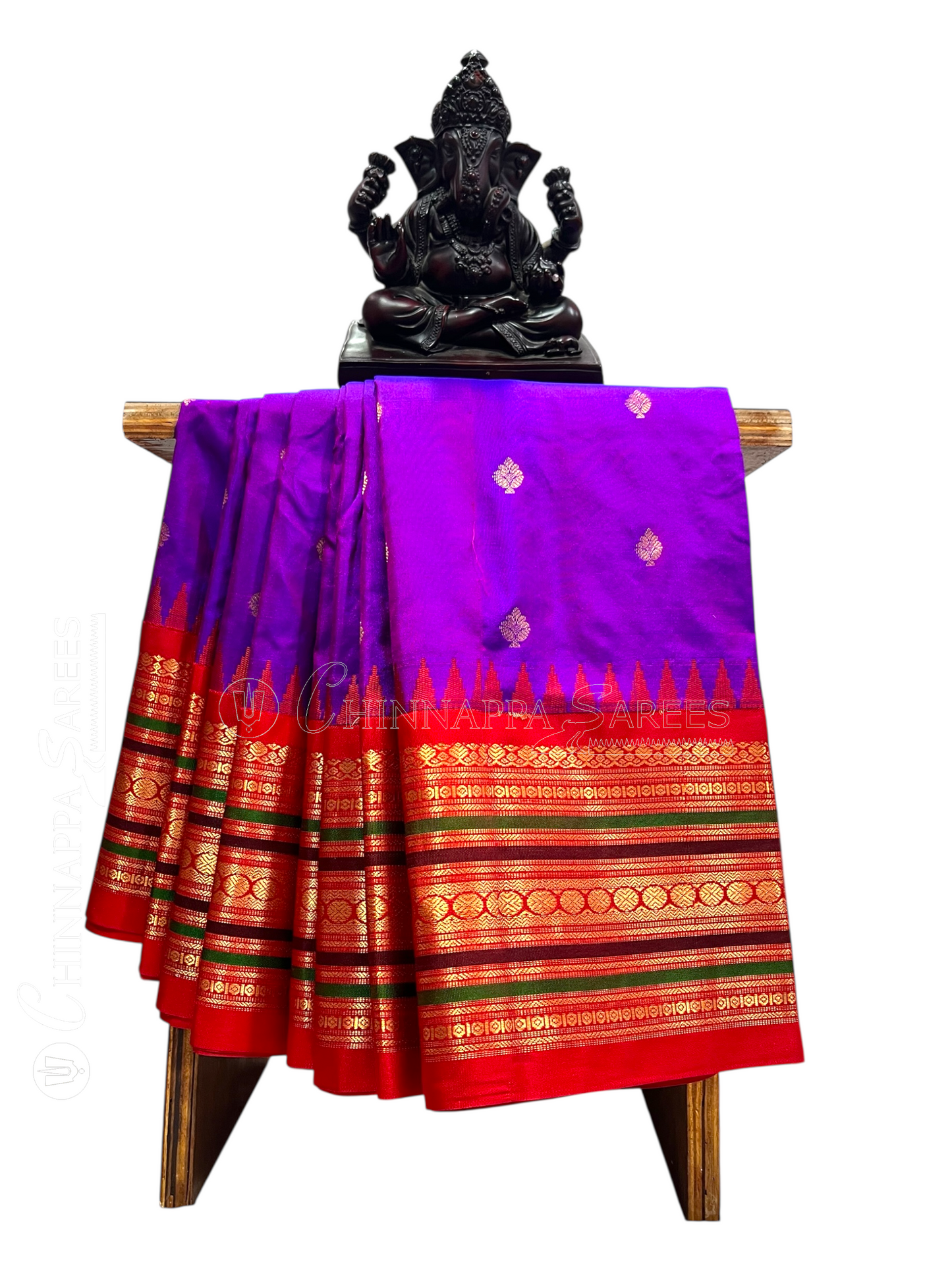 Varsha Border Violet Pure Silk Saree