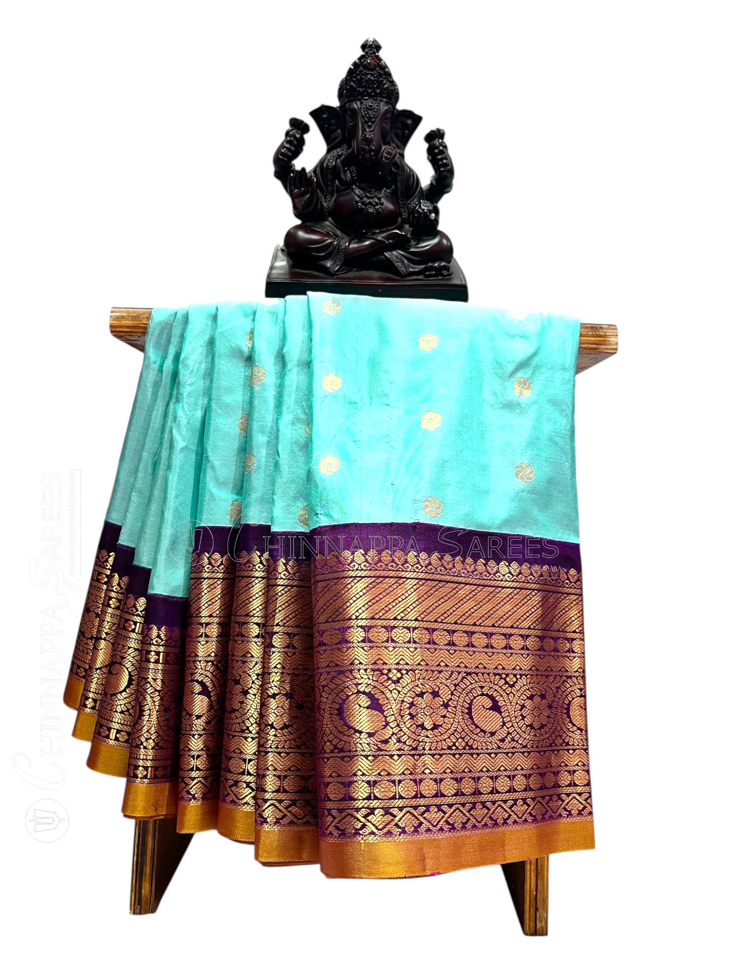 Gadwal Big Border Light Blue Pure Silk Sarees