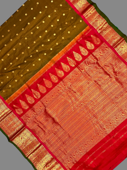 Gadwal Big Border Coffee Brown Pure Silk Sarees