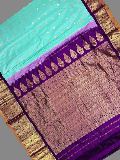 Gadwal Big Border Light Blue Pure Silk Sarees