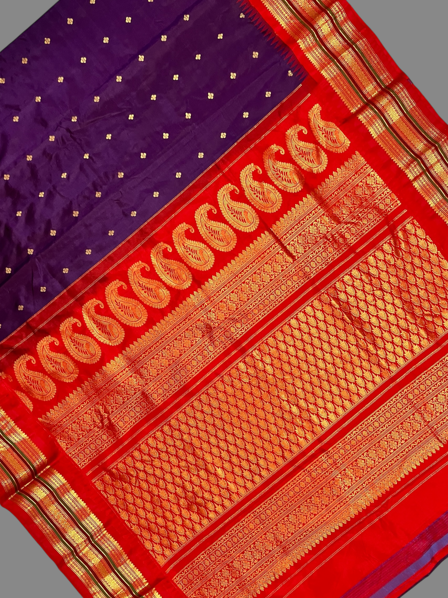 Varsha Border Dark Purple Pure Silk Saree