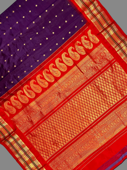 Varsha Border Dark Purple Pure Silk Saree