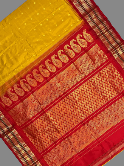 Varsha Border Bright Yellow Pure Silk Saree