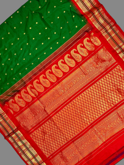 Varsha Border Green Pure Silk Saree