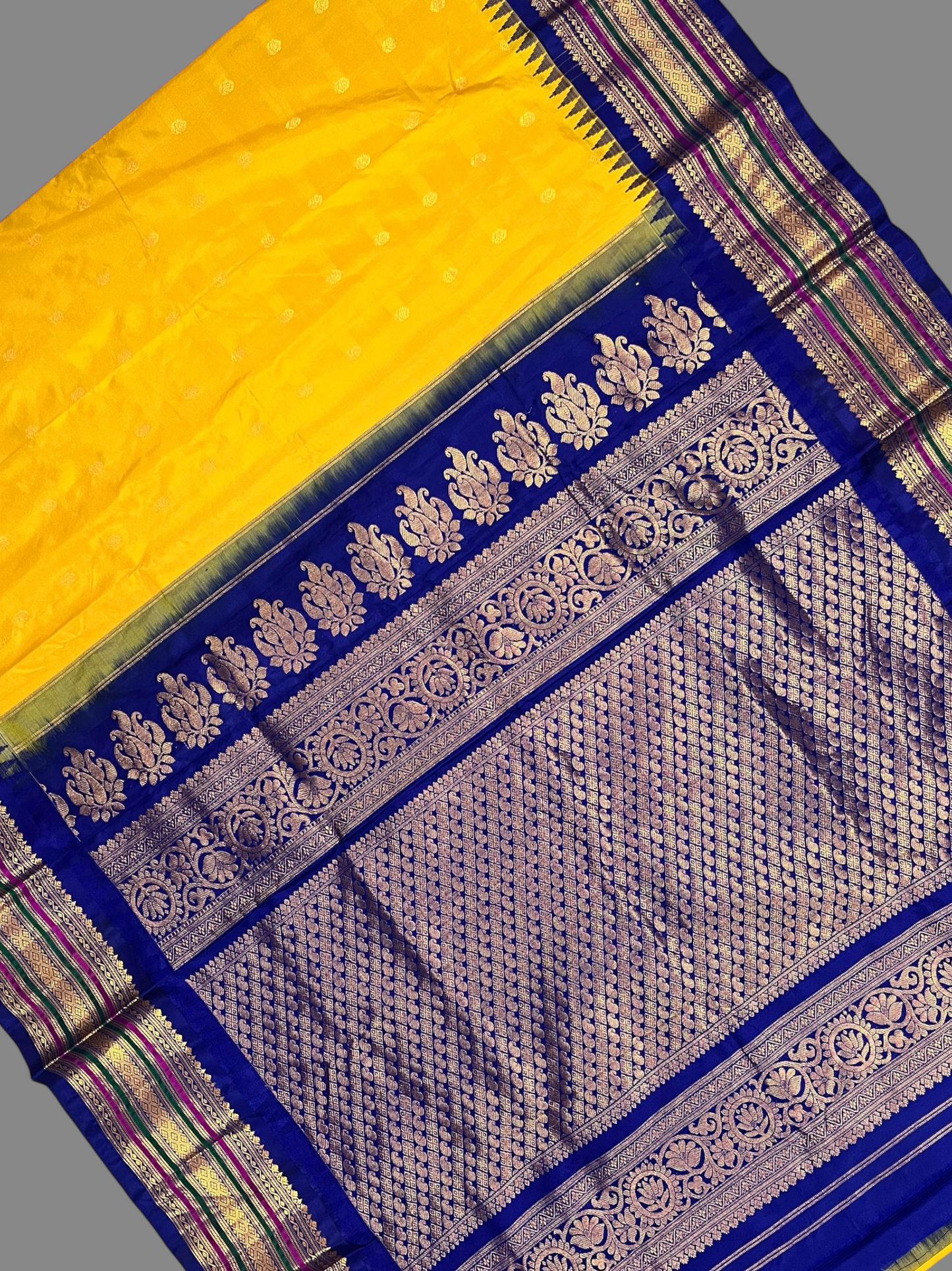 Varsha Border Yellow  Pure Silk Saree