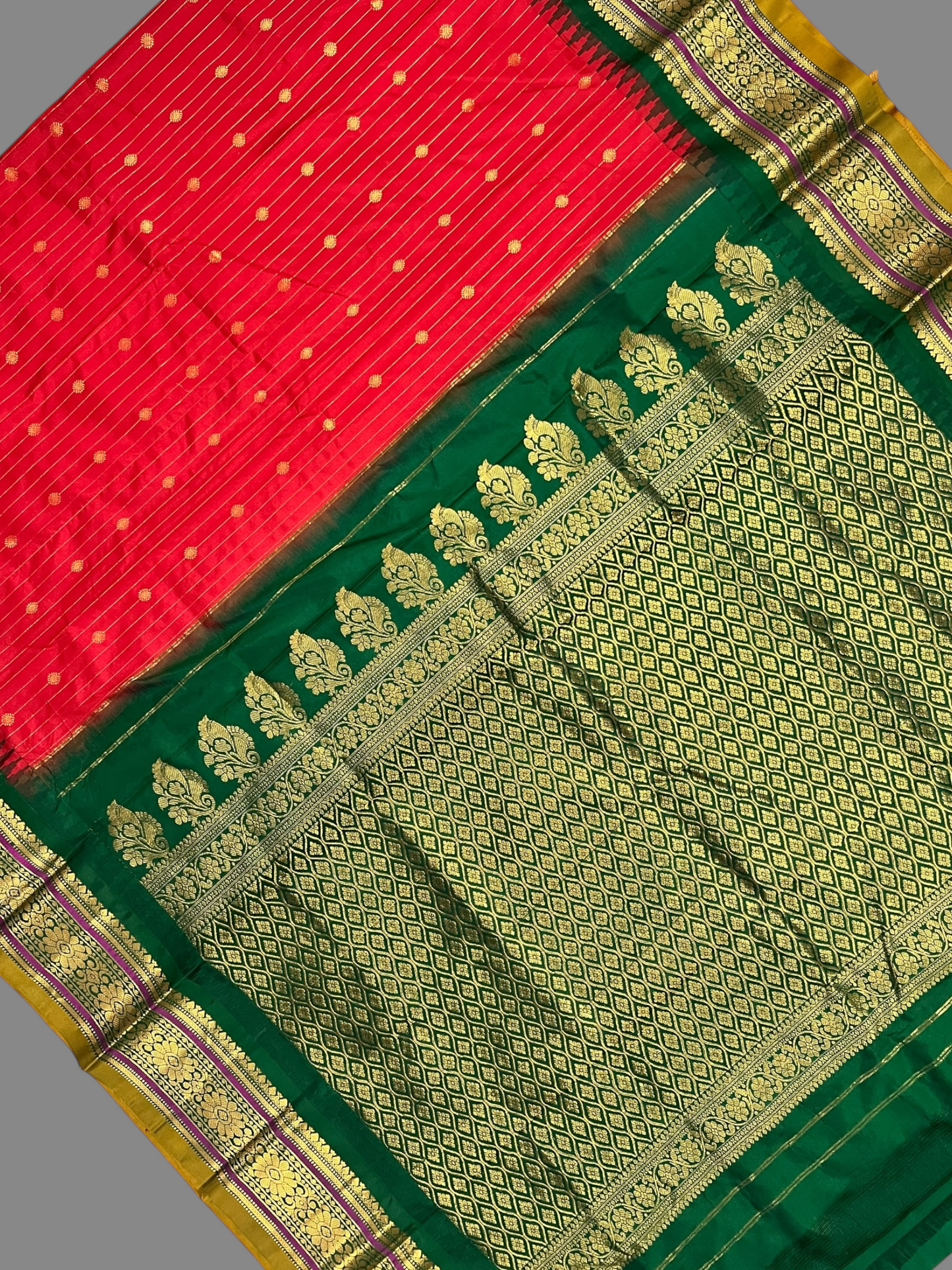 Kanchi Red Stripes Butta Pure Silk Sarees