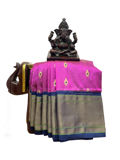 Paithani Wine Violet Pure Silk Saree | Navratri Exclusive