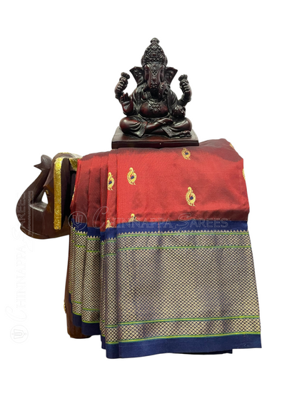 Paithani Luxury Maroon Pure Silk Saree | Navratri Exclusive