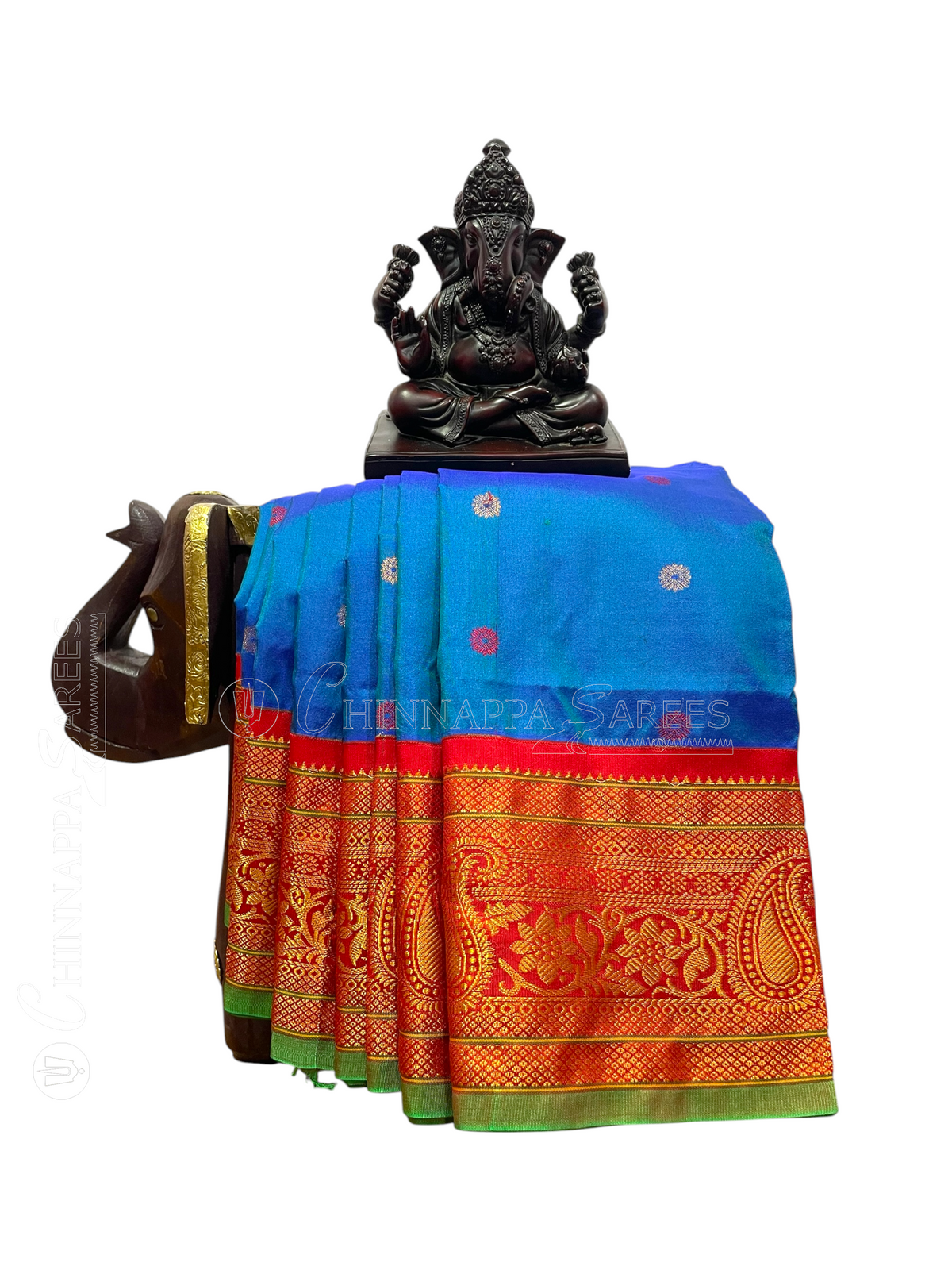 Turquoise Blue Pure Silk Saree | Navratri Exclusive